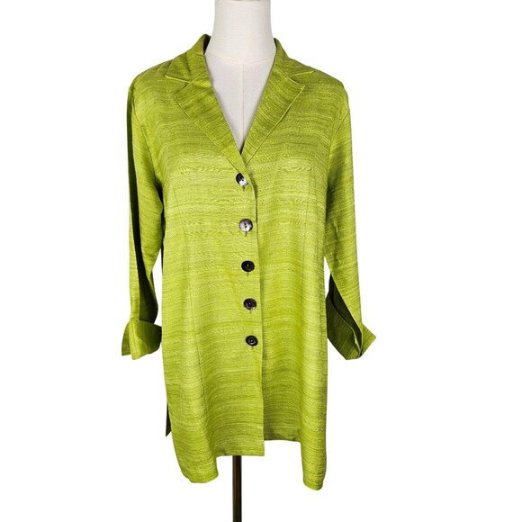 Charlotte Kellogg Tops - NEW Charlotte Kellogg, Samantha Top Tunic Raw Silk Chartreuse Lime Green Large
